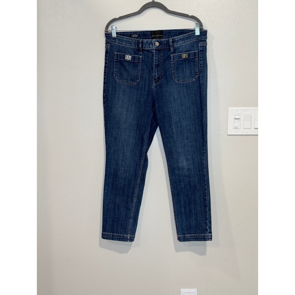White House Black Market High Rise Slim Crop Jeans Dark Wash Blue Size 12